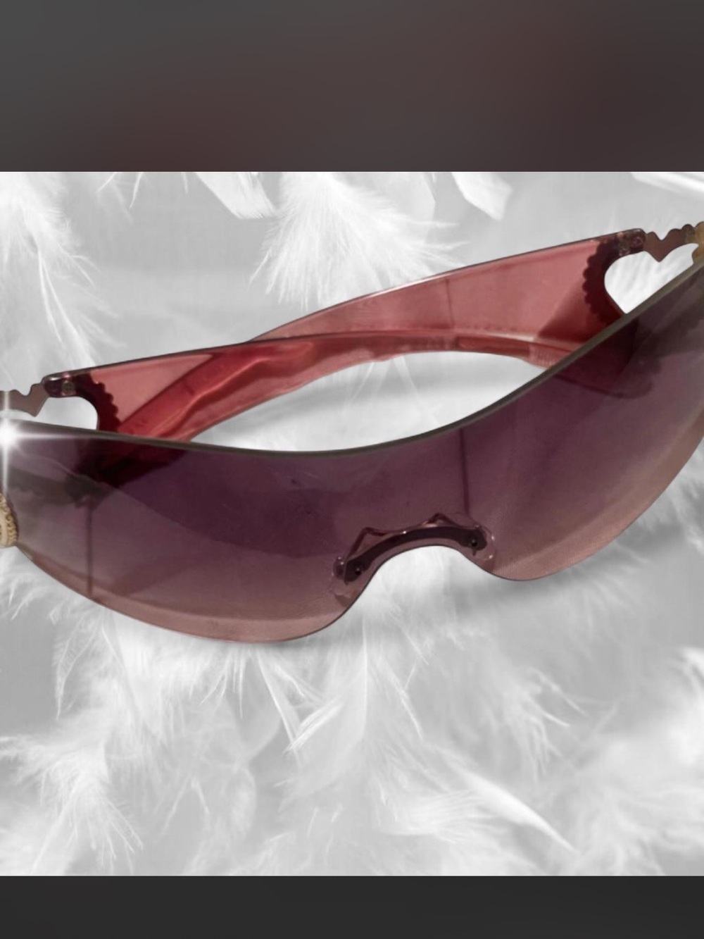 Y2K Oversized Women’s Pink Shield Sunglasses - Stylish Rimless Visor